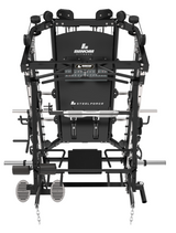 Binom Steel Force B12-V2 Multigimnasio, Brazos Moviles, Doble Polea (100 Kg x2), Power Rack, Press de Piernas, Multipower, Remo y accesorios